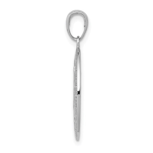 14k White Gold Polished and Satin Solid Miraculous Medal Oval Pendant