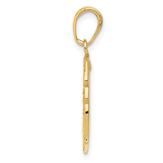 14k Polished Solid Small Saint Michael Medal Badge Pendant