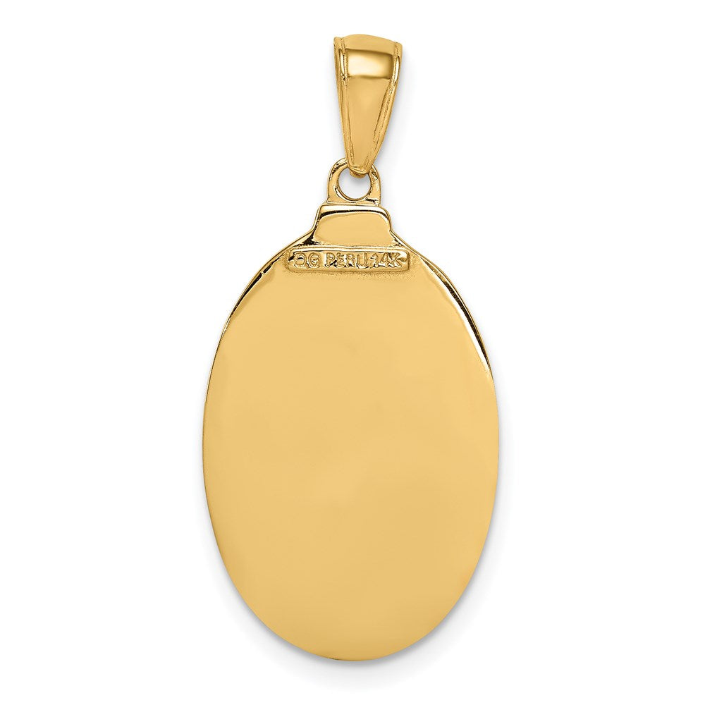 14k Polished Solid Saint Joseph Medal Oval Pendant