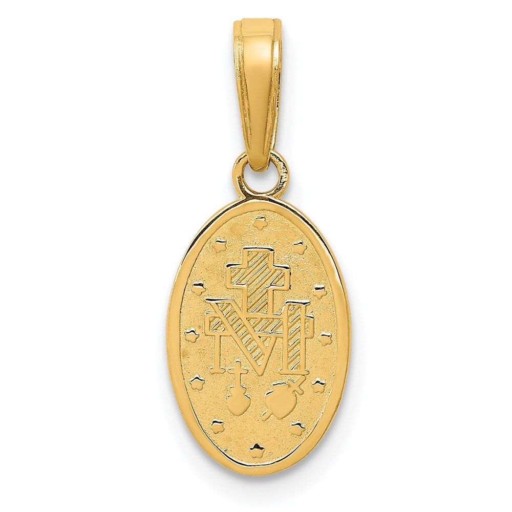 14k Polished and Satin Solid Miraculous Medal Oval Charm