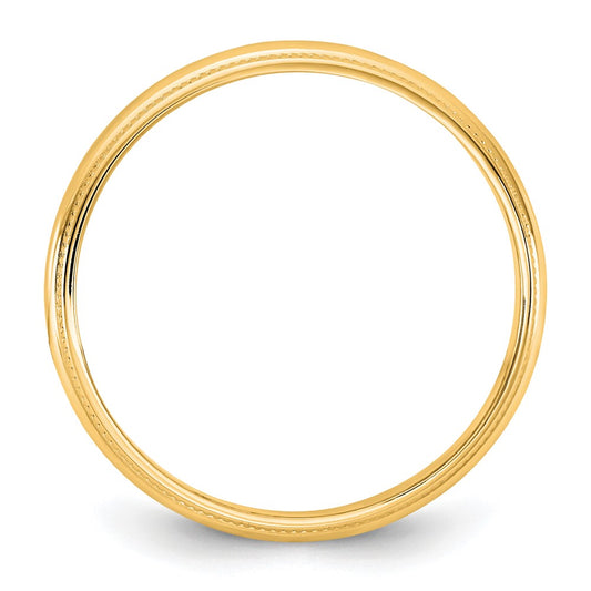 14KY 3.5mm LTW Milgrain Half Round Band