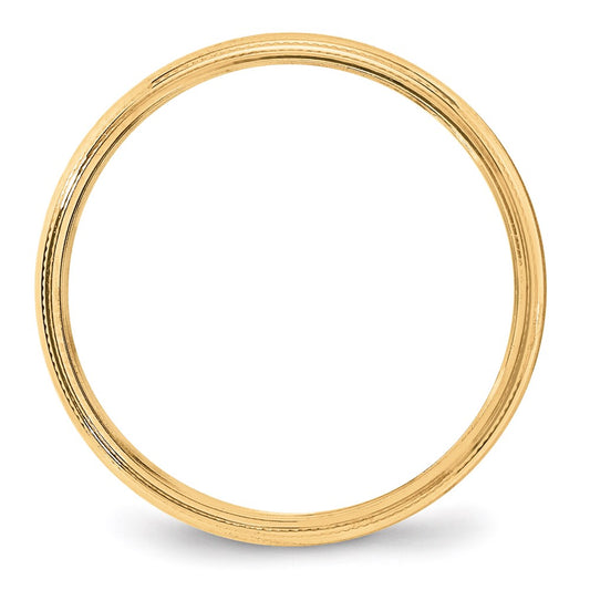 14k Yellow Gold 4mm Lightweight Milgrain Half Round Wedding Band