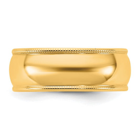 14KY 7mm LTW Milgrain Half Round Band