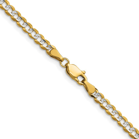 14k 3.7mm Lightweight Pav‚ Flat Cuban Chain