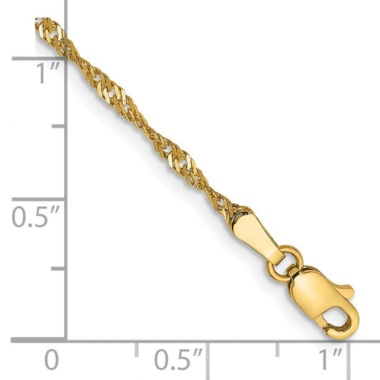 14K 1.70mm Singapore with Lobster Clasp Anklet