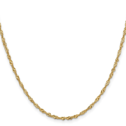 14K 2mm Singapore with Lobster Clasp Chain