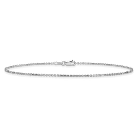14K White Gold 1.4mm Round Open Link Cable with Lobster Clasp Anklet