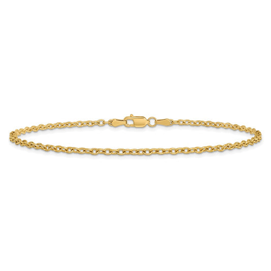 14K 2.2mm Forzantine Cable with Lobster Clasp Anklet