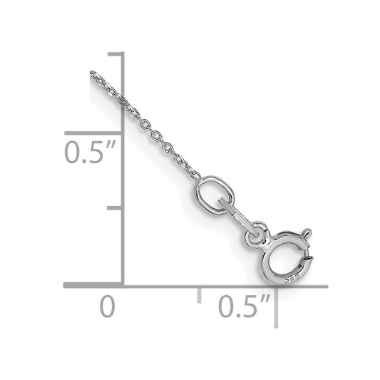 14K White Gold .6mm Diamond-cut Round Open Link Cable with Spring Ring Clasp Anklet