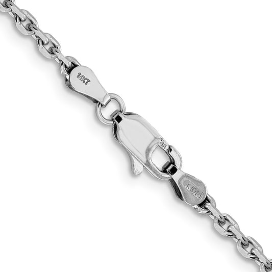 14K White Gold 2.5mm Diamond-cut Cable with Lobster Clasp Chain