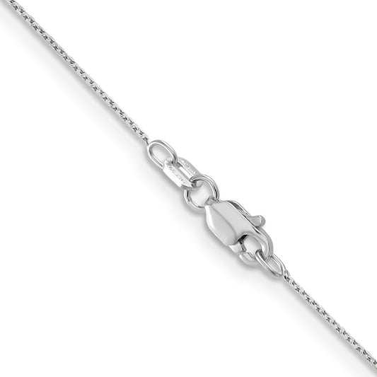 14K White Gold .65mm Diamond-cut Round Open Link Cable with Lobster Clasp Chain