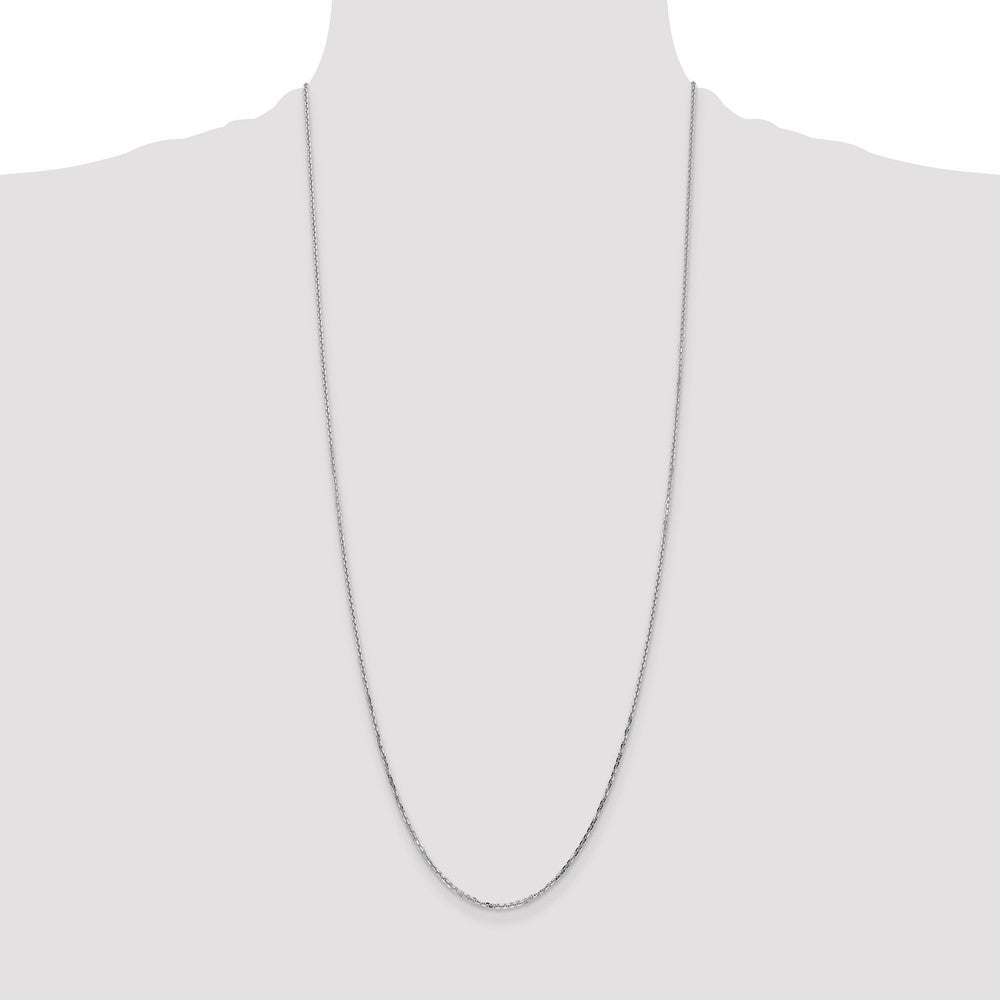 14K White Gold 1.4mm Diamond-cut Round Open Link Cable with Lobster Clasp Chain