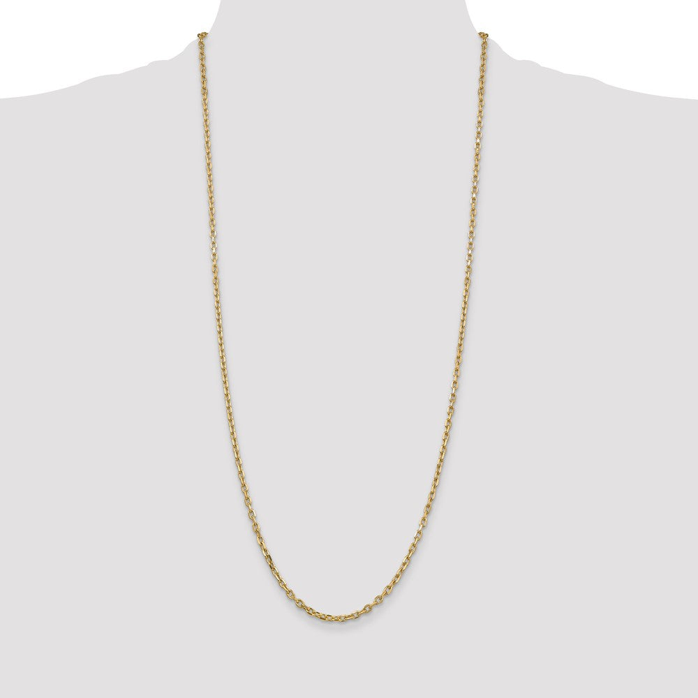 14K 3mm Diamond-cut Round Open Link Cable with Lobster Clasp Chain