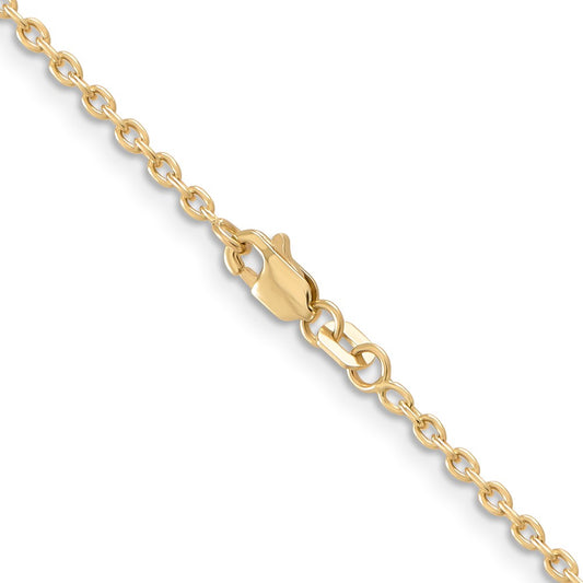 14K 2mm Round Open Link Cable with Lobster Clasp Chain