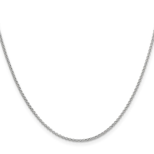 14K White Gold 1.55mm Rolo with Lobster Clasp Pendant Chain