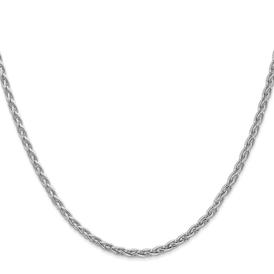 14K White Gold 4mm Parisian Wheat with Lobster Clasp Chain
