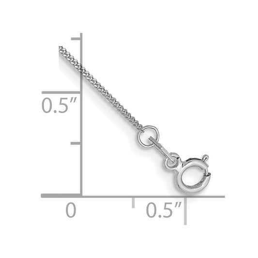 14K White Gold .9mm Curb with Spring Ring Clasp Anklet
