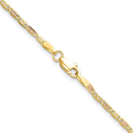 14k 2.0mm Tri-color Gold Pav‚ Valentino Chain
