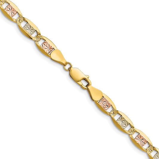 14k 6.1mm Tri-color Gold Pav‚ Valentino Chain