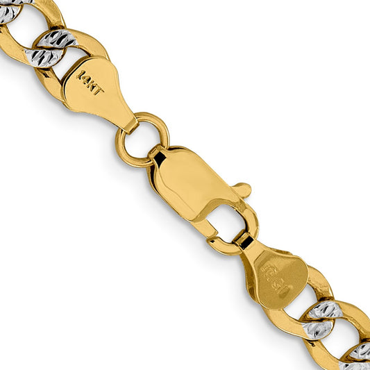 14K 6.75mm Semi-Solid with Rhodium Pav‚ Curb with Lobster Clasp Chain