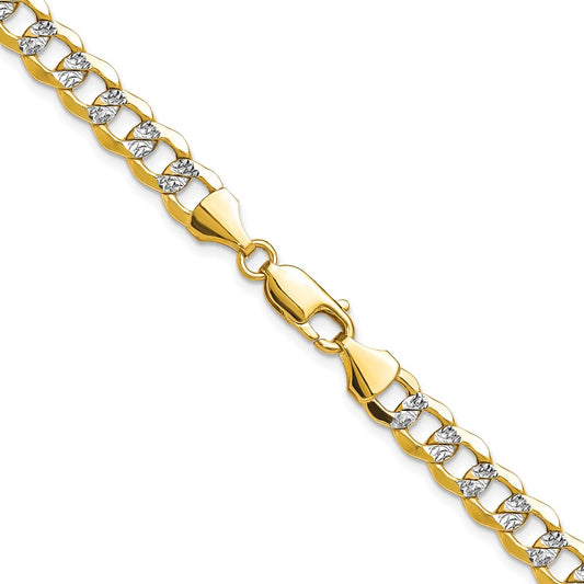 14k 7.1mm Semi-solid with Rhodium Pav‚ Curb Chain