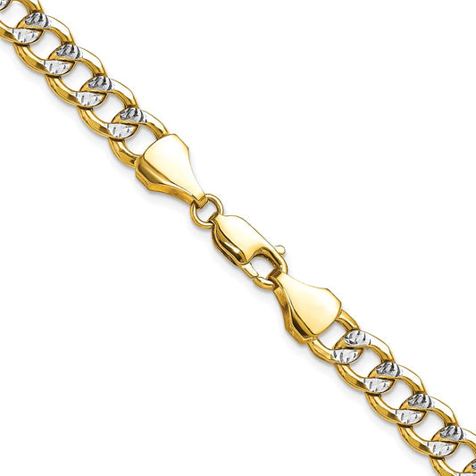 14k 7.75mm Semi-solid with Rhodium Pav‚ Curb Chain