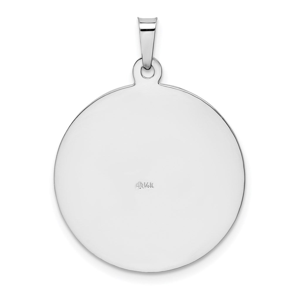 14k White Gold Polished and Satin Solid Saint Jude Thaddeus Medal Round Pendant