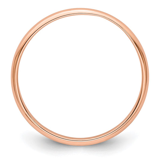 14k Rose Gold 2mm Lightweight Half Round Wedding Band