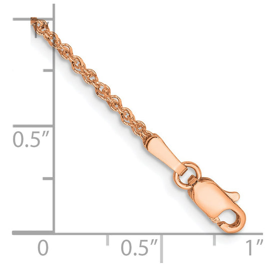 14K Rose Gold 1.7mm Ropa with Lobster Clasp Anklet