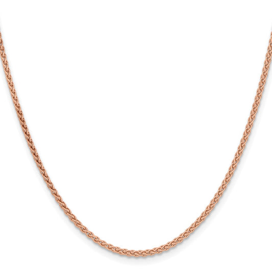 14K Rose Gold 2.1mm Solid Polished Spiga with Lobster Clasp Chain