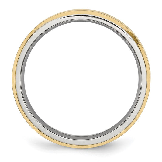 Chisel Stainless Steel Brushed and Polished Yellow IP-plated 5mm Beveled Edge Band