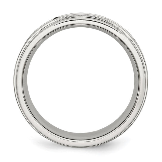 Chisel Stainless Steel Polished 1/6 Carat Black Diamond 8mm Flat Band