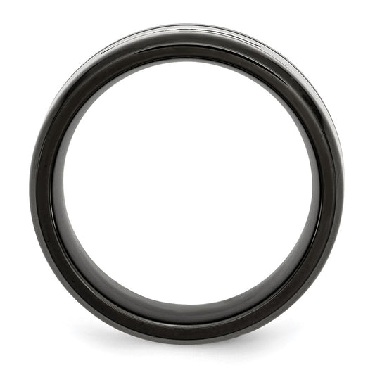 Chisel Stainless Steel Polished Black IP-plated 1/4 Carat Black Diamond 9mm Band