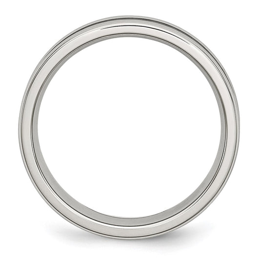 Chisel Stainless Steel Polished with Black Carbon Fiber Inlay 6mm Band