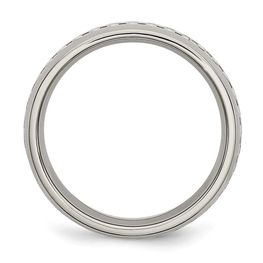 Chisel Stainless Steel Polished with Grey Carbon Fiber Inlay 6mm Band