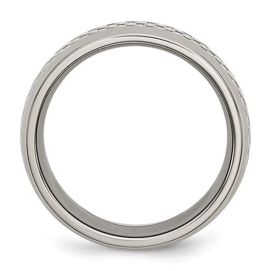 Chisel Stainless Steel Polished with Grey Carbon Fiber Inlay 8mm Band