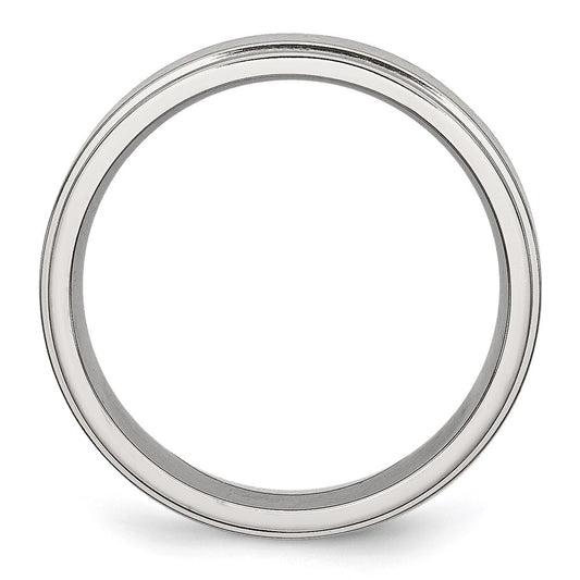 Chisel Stainless Steel Polished with Brushed Center 6mm Ridged Edge Band