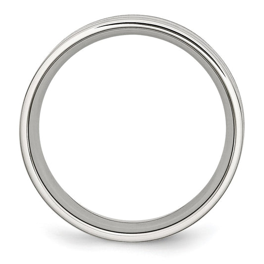 Chisel Stainless Steel Polished with Double Row Black Carbon Fiber Inlay 8mm Band