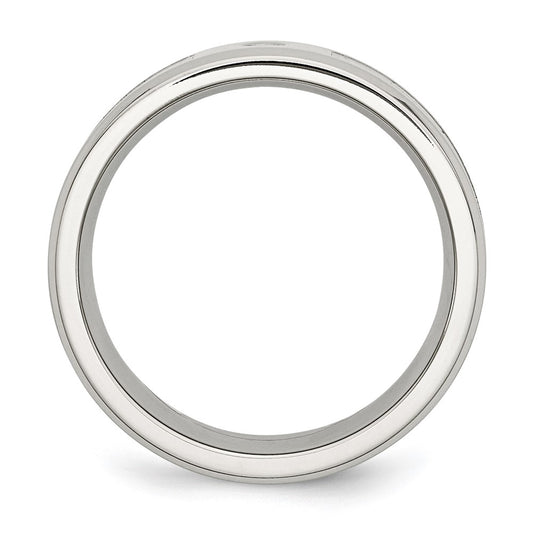 Chisel Stainless Steel Polished with CZ Printed Green Camo Under Rubber 8mm Band