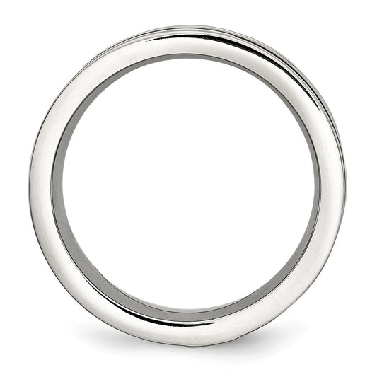 Chisel Stainless Steel Brushed and Polished Brown IP-plated .02 Carat Diamond 8mm Band