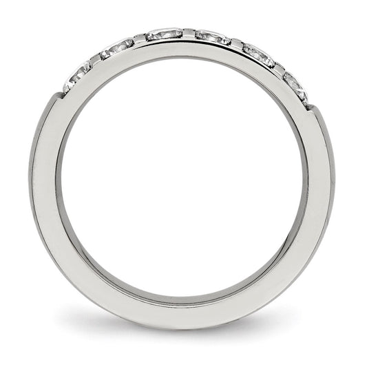 Chisel Stainless Steel Polished CZ 4mm Band