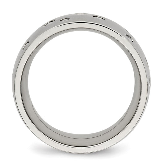 Chisel Stainless Steel Polished CZ 12mm Band