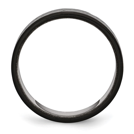 Chisel Stainless Steel Polished Black IP-plated Diamond-Cut 8mm Band