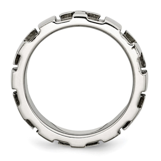 Chisel Stainless Steel Brushed and Polished 3pt Diamond Cross 9mm Band