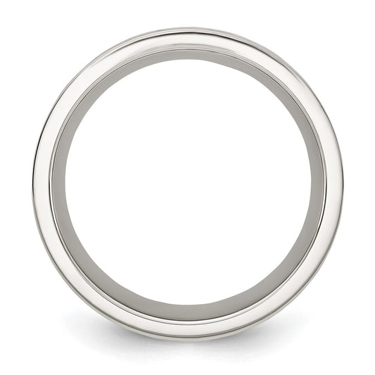 Chisel Stainless Steel Polished with Wood Inlay Deer Design 8mm Band