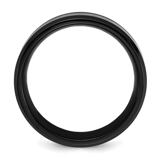 Chisel Stainless Steel Polished Black IP-plated Skulls with Pink Carbon Fiber Inlay 8mm Band