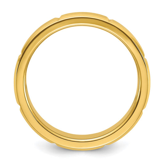 Chisel Stainless Steel Brushed and Polished Yellow IP-plated Grooved 6mm Band