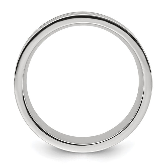 Chisel Stainless Steel Polished with Black Resin and Wood Inlay 8mm Band