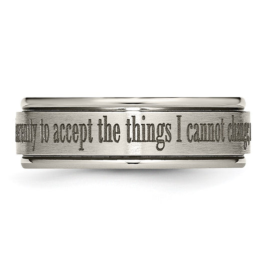 Chisel Titanium Brushed and Polished Serenity Laser Design 8mm Ridged Edge Band