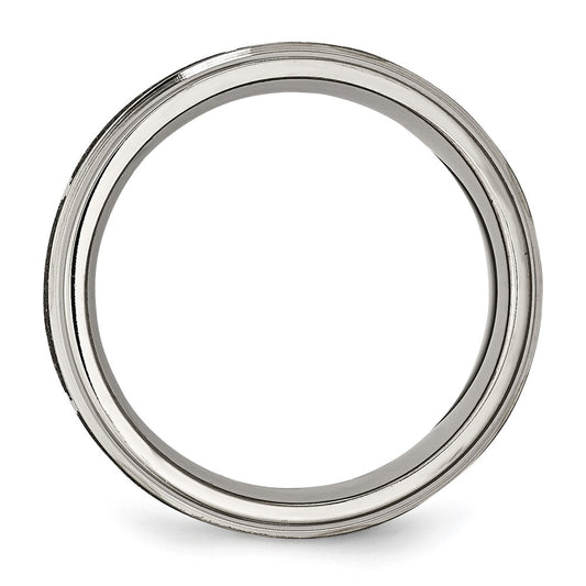 Chisel Titanium Brushed and Polished Flame Laser Design 8mm Ridged Edge Band